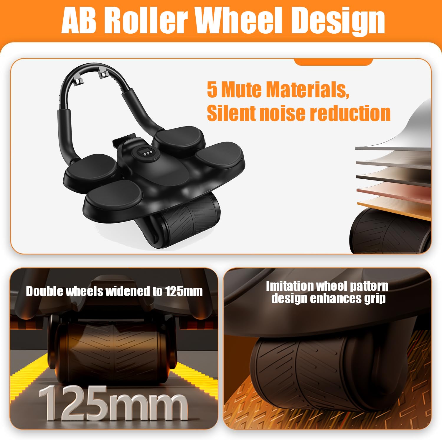 WLZP Automatic Rebound Ab Roller Wheel with Timer and Elbow Support