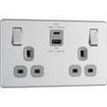 BG Electrical 45W Double Wall Socket | USB A & C Fast Charge | Brushed Steel