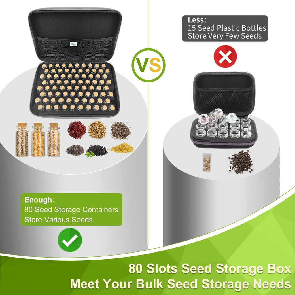 SMUJU 80 Slots Seed Storage Box | Glass Vials & Oxford Case Organiser