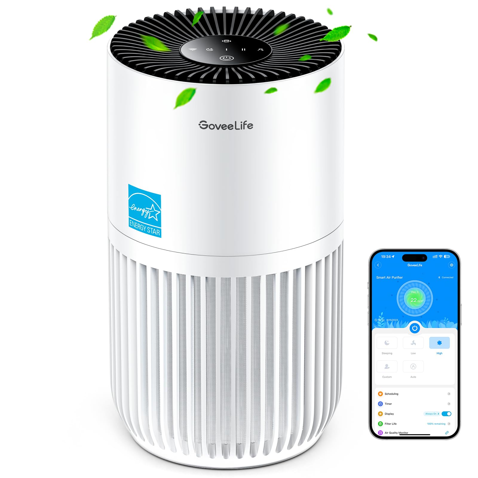 GoveeLife Mini Smart Air Purifier | HEPA Filter with App & Voice Control