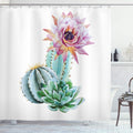 ABAKUHAUS Cactus Shower Curtain | Waterproof Fabric Bathroom Decor Set