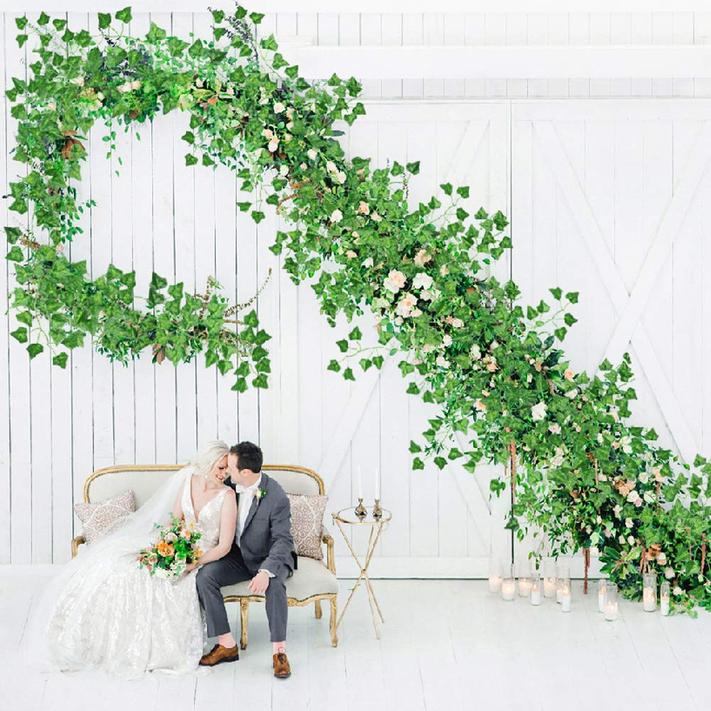 CQURE 60Pcs 420FT Artificial Ivy Garland | UV Resistant Fake Vines for Decor