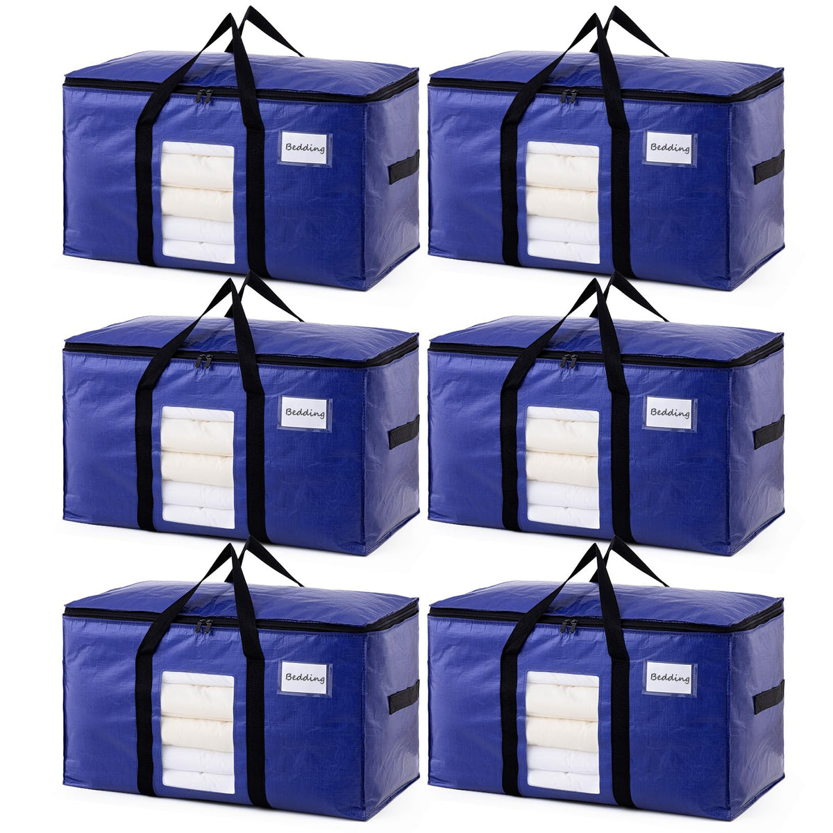 TAILI Moving Bags Extra Large Heavy Duty, Clear Window, 6 Pack Deep Blue - image 1