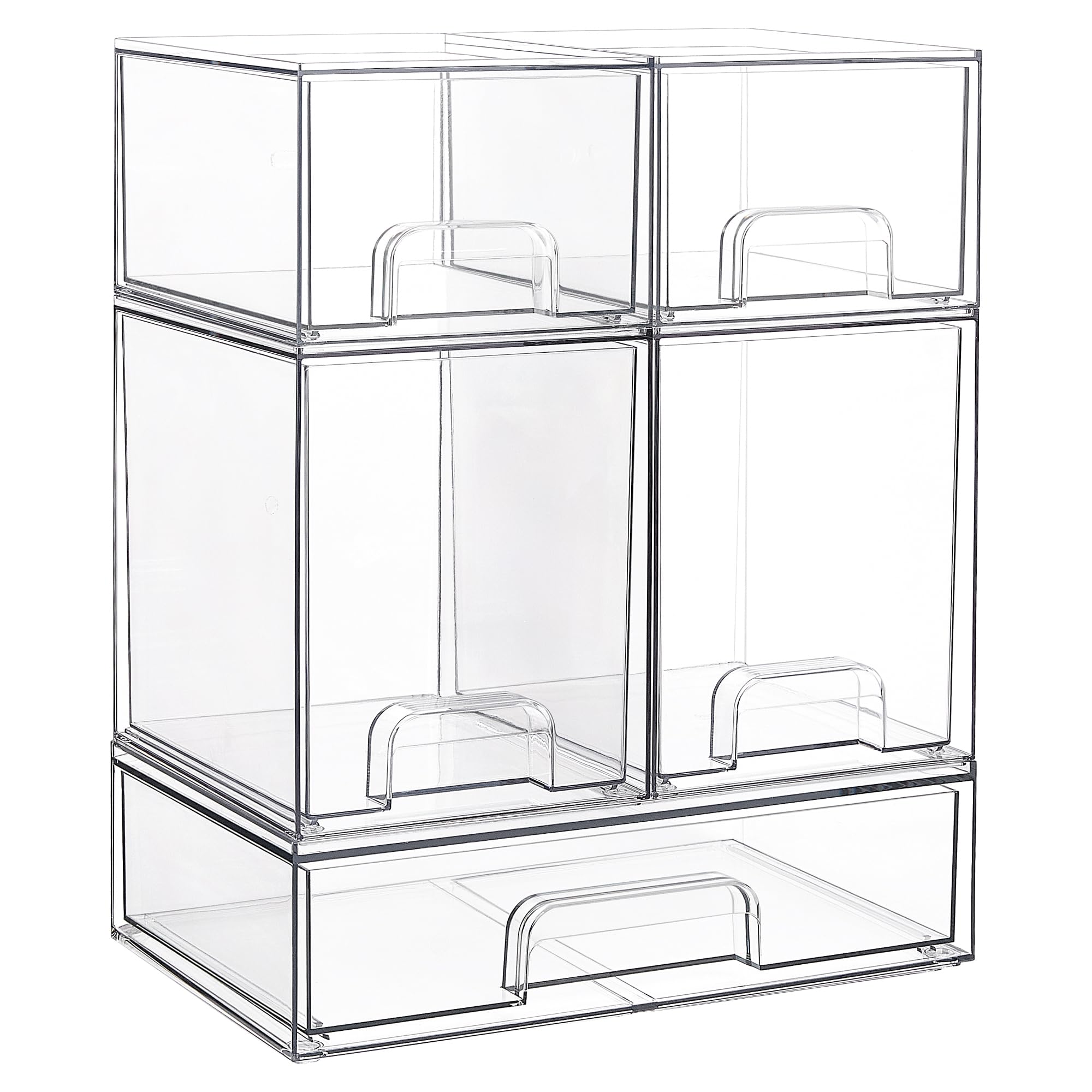 Vtopmart 5 Pack Clear Stackable Storage Drawers | Acrylic Makeup Organiser