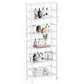HITNET 6-Tier Bamboo Bookshelf | White Adjustable Tall Storage Display Stand