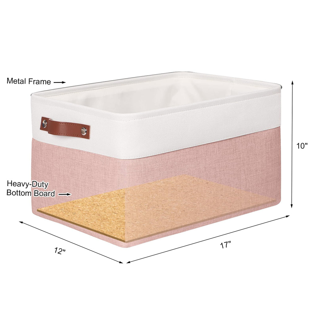 Syeeiex Large Storage Baskets for Shelves with Leather Handle, 3 Pack - image 2