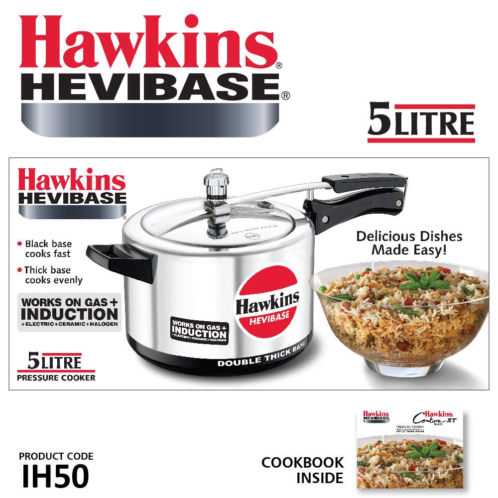 Hawkins Hevibase 5L Induction Aluminum Pressure Cooker – Silver