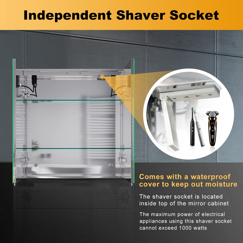 ELEGANT Modern LED Bathroom Mirror Cabinet with Shaver Socket, 630x650mm - image 2