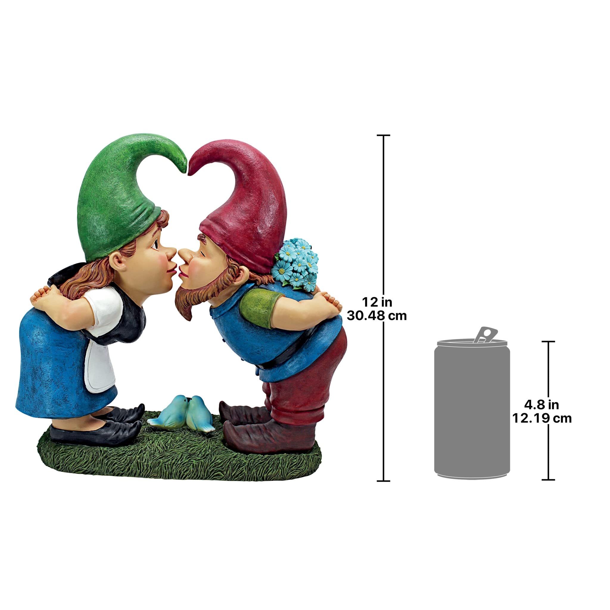 Design Toscano Kiss and Tell Lover Garden Gnome Statue - Resin Figurine