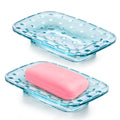 Glass Soap Dish Holder – Blue Dot Pattern Tray, Pack of 2