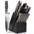 Jolof Store 15-Piece Japanese Stainless Steel Knife Set with Wood Block