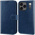 OCASE iPhone 17 Pro Max Wallet Case – RFID Blocking Leather Folio, Blue