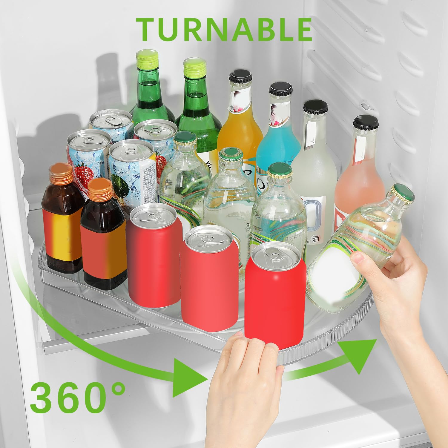ROWNYEON 2 Pack Rectangular Lazy Susan Fridge Organiser – 16.5" Clear Acrylic