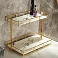 Jolof Store Makeup Organizer – Gold Stainless Steel & White Marble Vanity Shelf