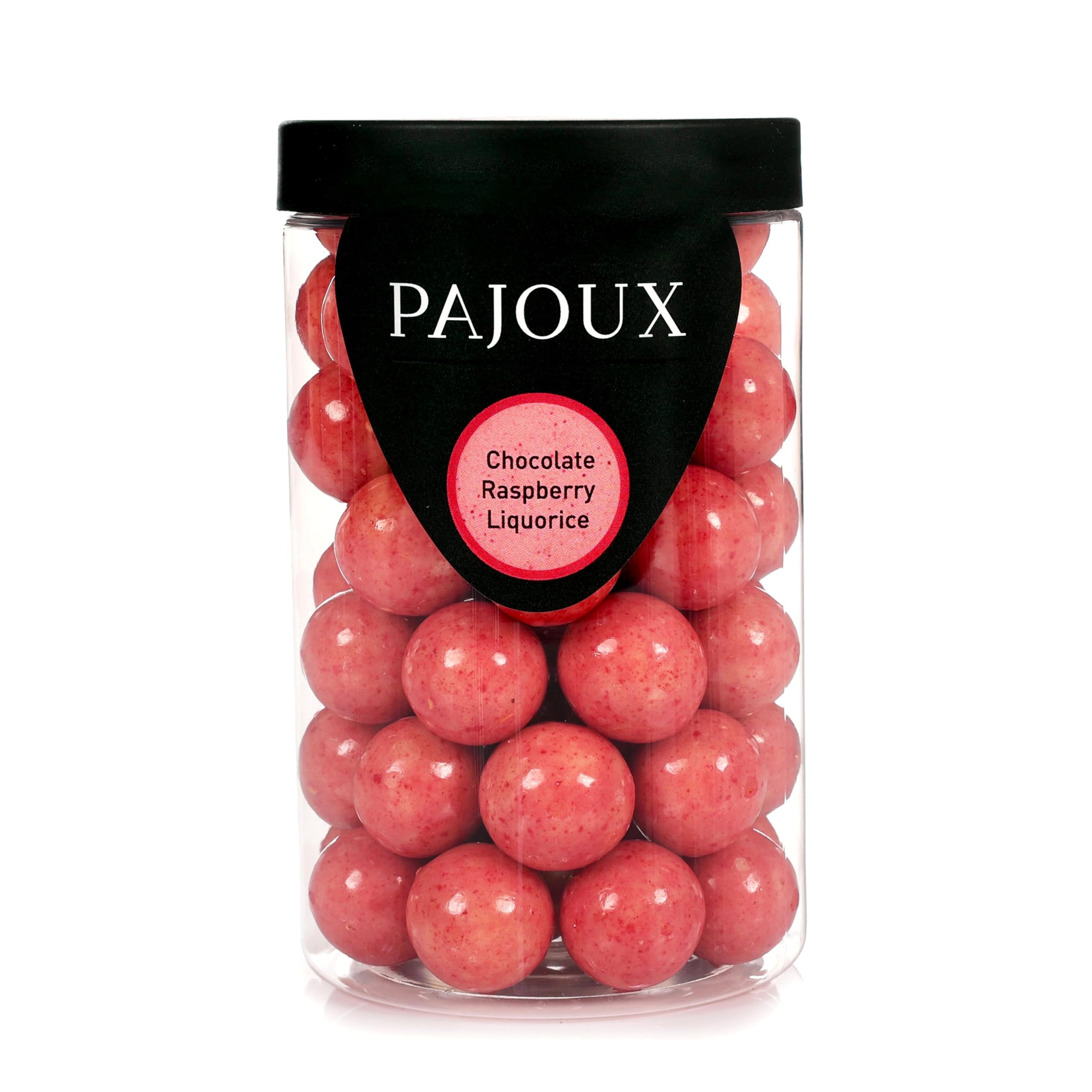 Pajoux White Chocolate Raspberry Covered Liquorice – 280g Gourmet Gift Jar