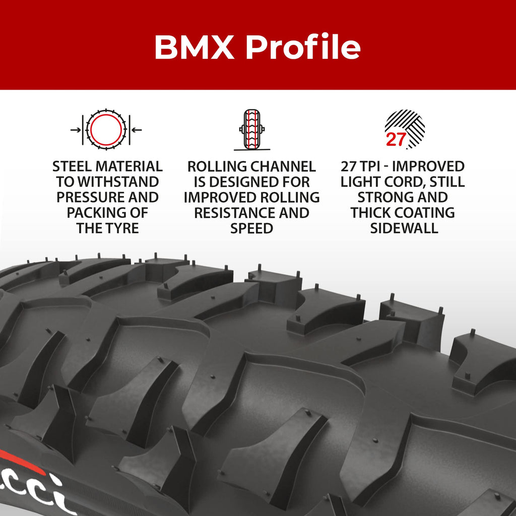 Fincci 20x1.75 Inch Bike Tyres - Pack of 2 Durable BMX MTB Tires