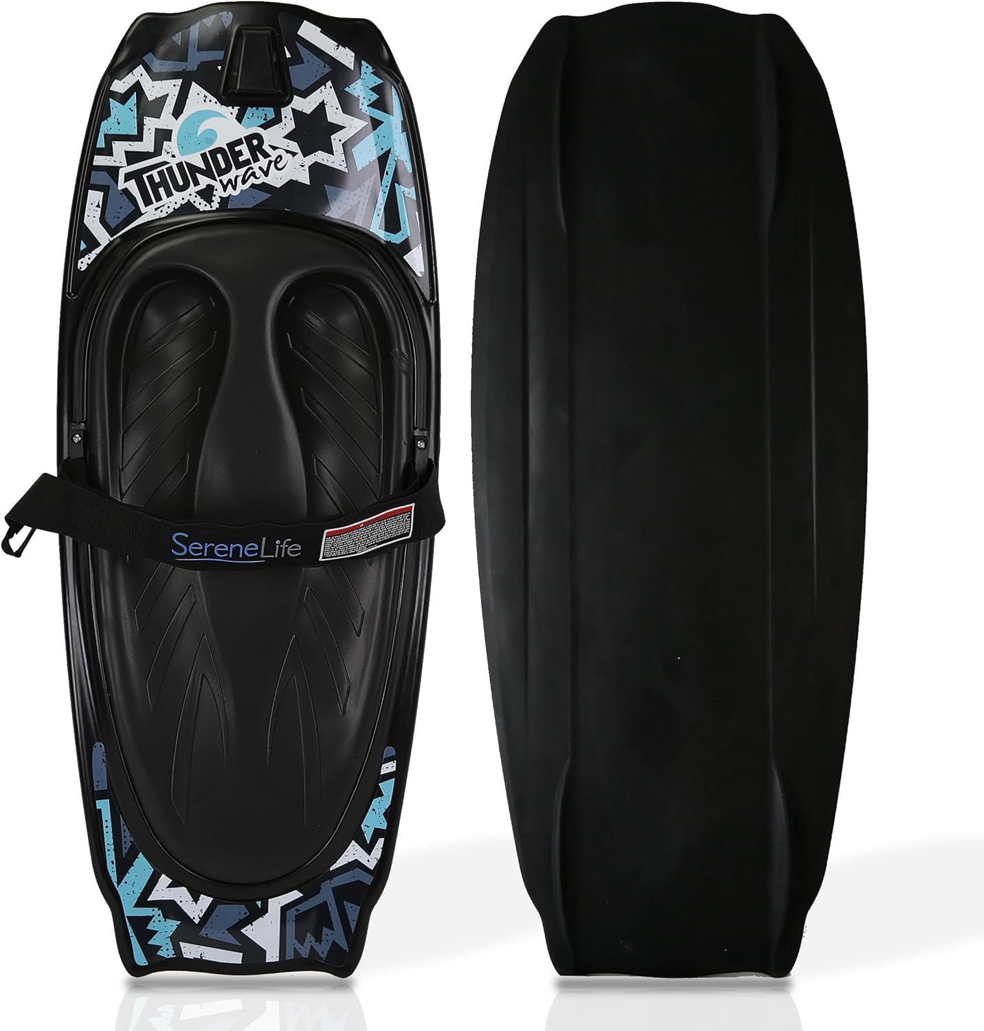 SereneLife Water Sport Kneeboard with Hook and Strap – Black/Blue