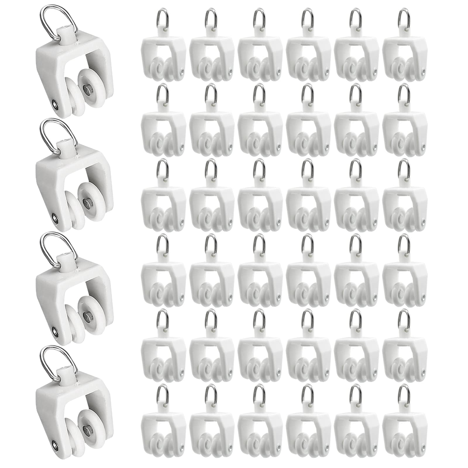 Curtain Track Rollers – 40 PCS White PVC Sliding Gliders