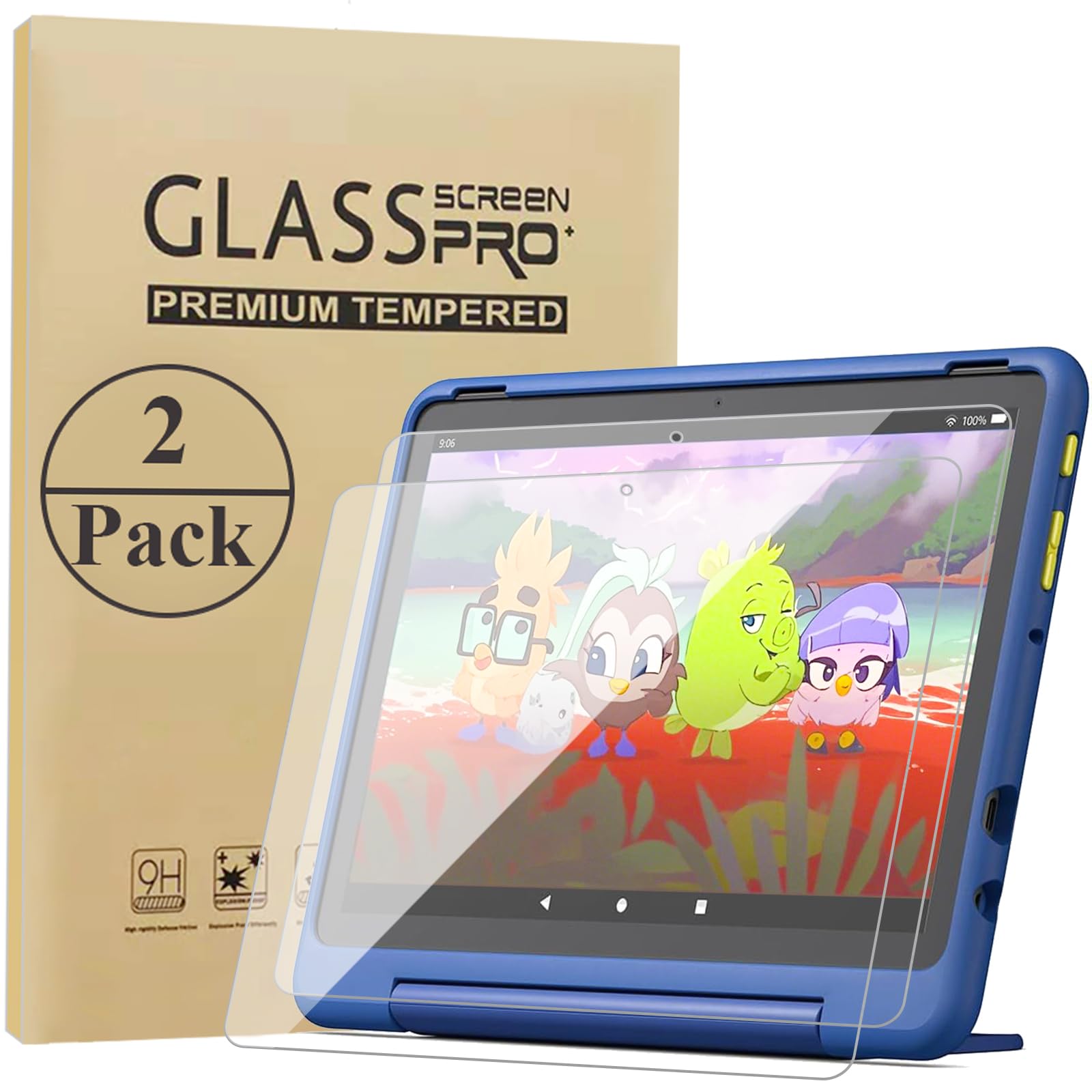 HunDun Screen Protector for 10 Kids Pro (2023) - Tempered Glass 2-Pack