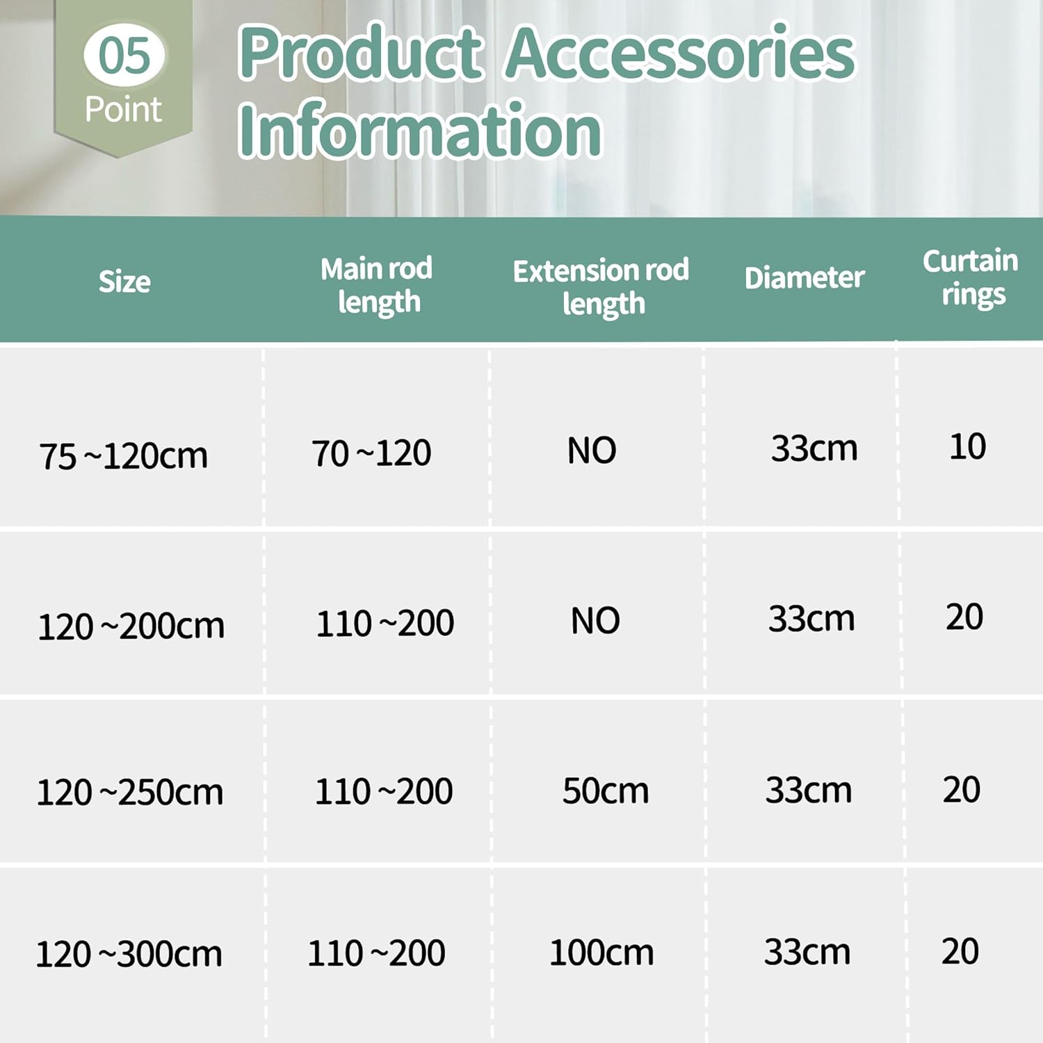 JICUIGE Heavy Duty Tension Shower Curtain Rod | 120-200cm | 33mm