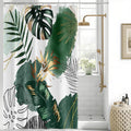 Uiiooazy Green Gold Palm Leaves Shower Curtain | Boho Tropical Polyester