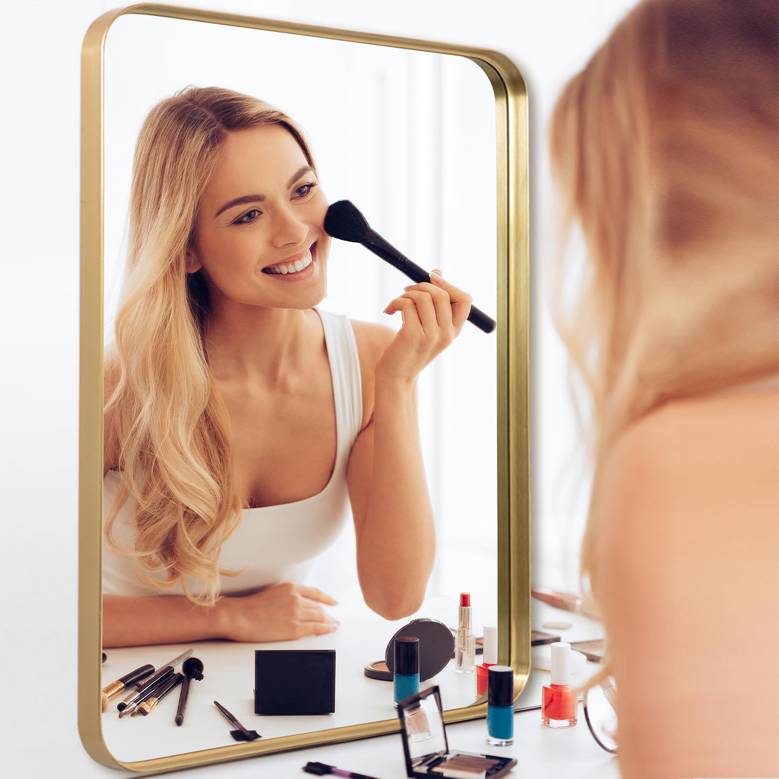 LunaMirror Gold Bathroom Vanity Mirror | 50x75 CM Rectangular Wall Decor