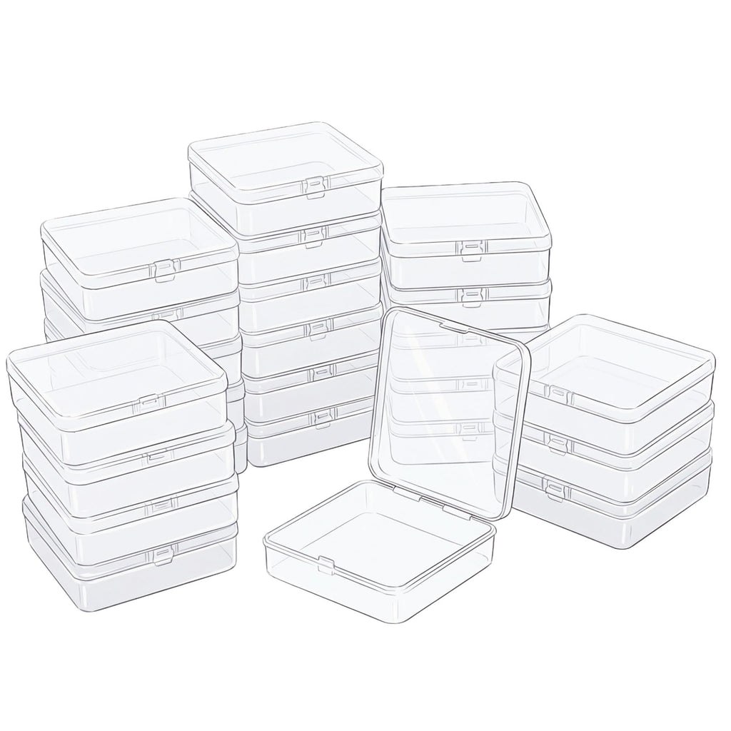LJY 24 Pack Plastic Storage Boxes with Lids 12.5 x 12.5 x 3.5 cm, Clear - image 1