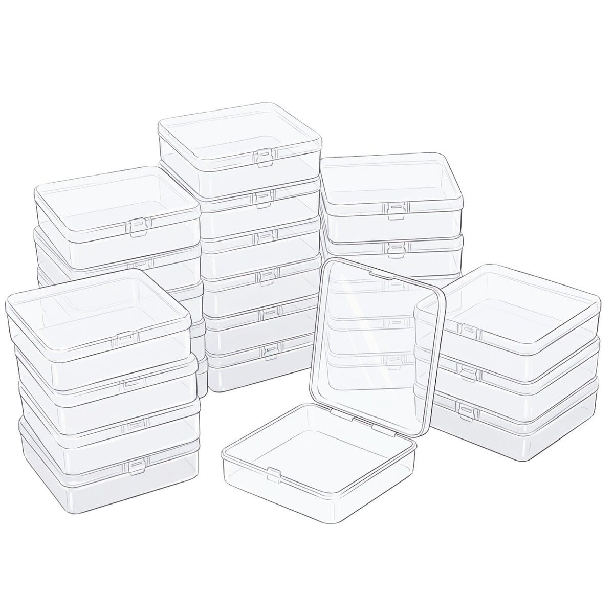 LJY 24 Pack Plastic Storage Boxes with Lids 12.5 x 12.5 x 3.5 cm, Clear - image 1