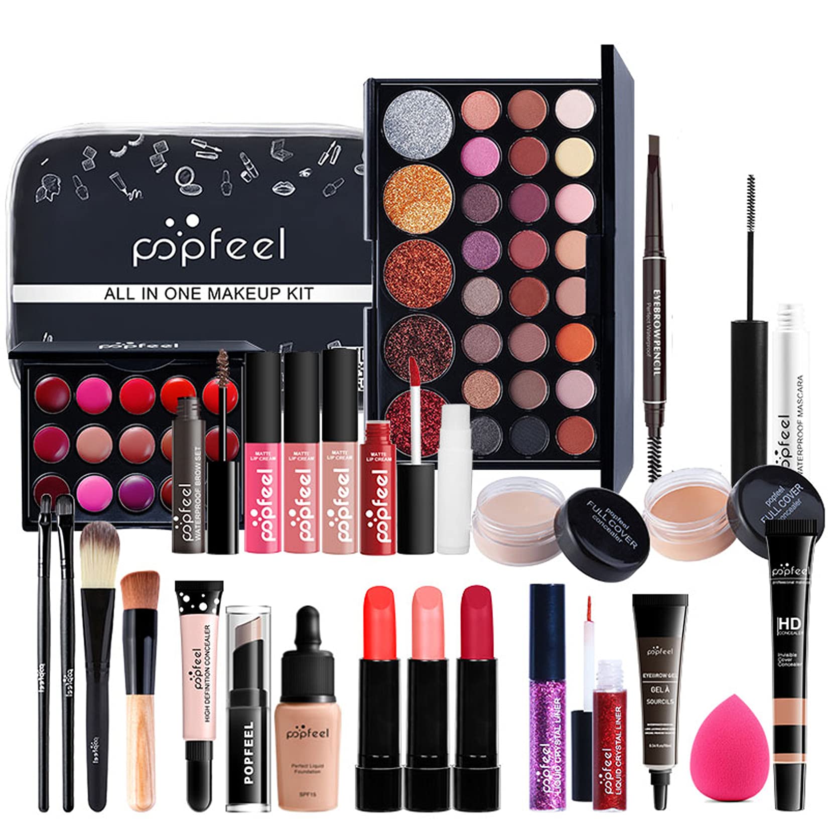 MKNZOME 28Pcs Professional Makeup Kit – All-in-One Travel Cosmetic Set