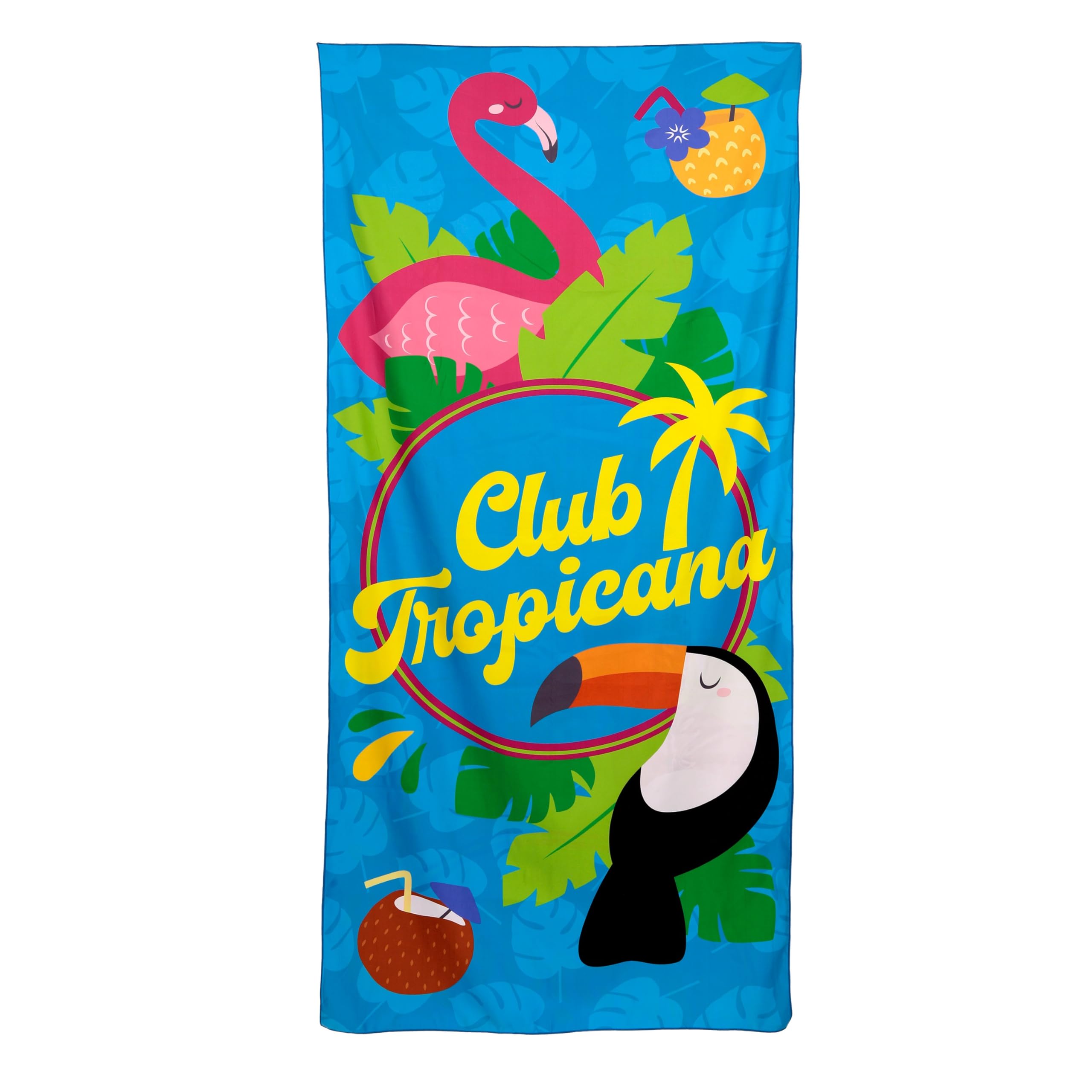Puckator Flamingo Club Tropicana Microfibre Beach Towel – Quick Dry Large