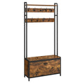 VASAGLE Industrial Hall Tree with Bench and Shoe Storage – Rustic Brown