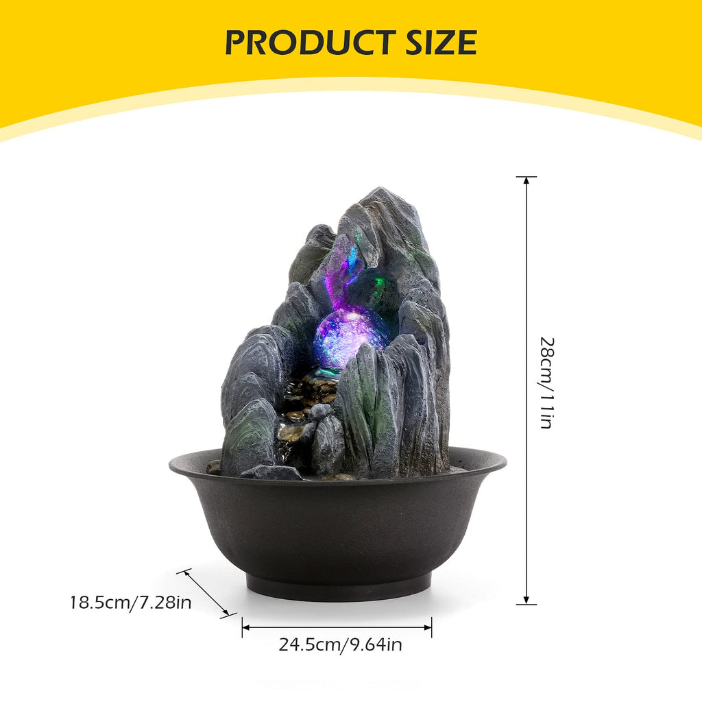 Dyna-Living Tabletop Water Fountain | LED Crystal Ball Rockery Feature