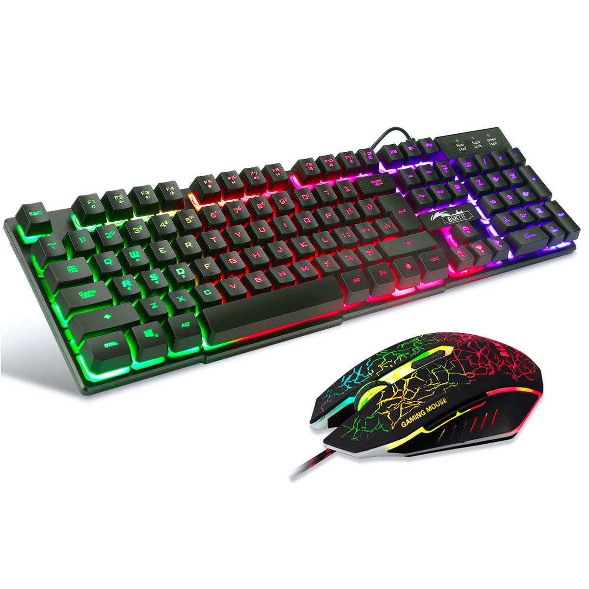 BAKTH Rainbow LED Backlit Mechanical Feel Keyboard and Mouse Combo