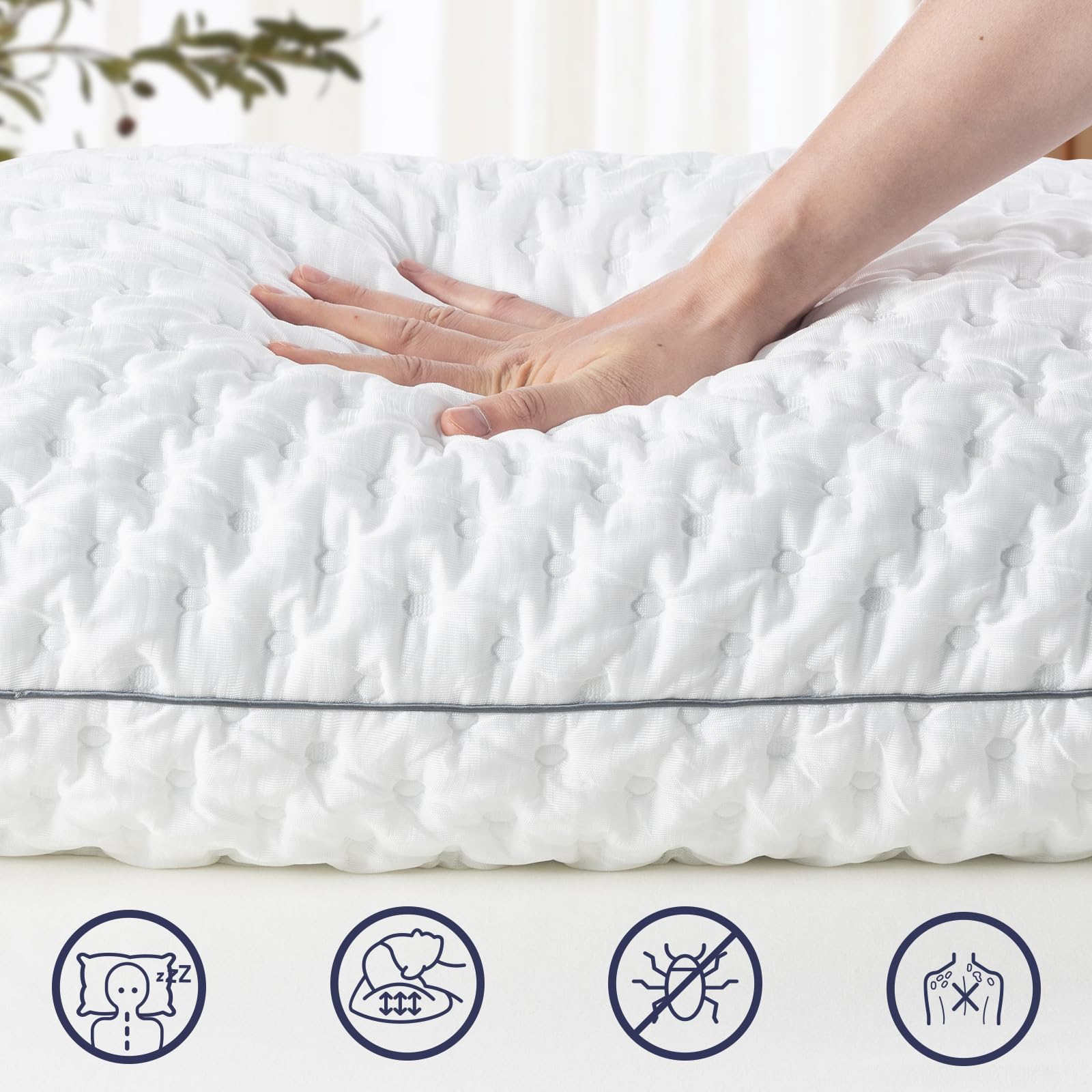 BedStory Shredded Memory Foam Cooling Pillows - 4 Pack, 50x75 cm