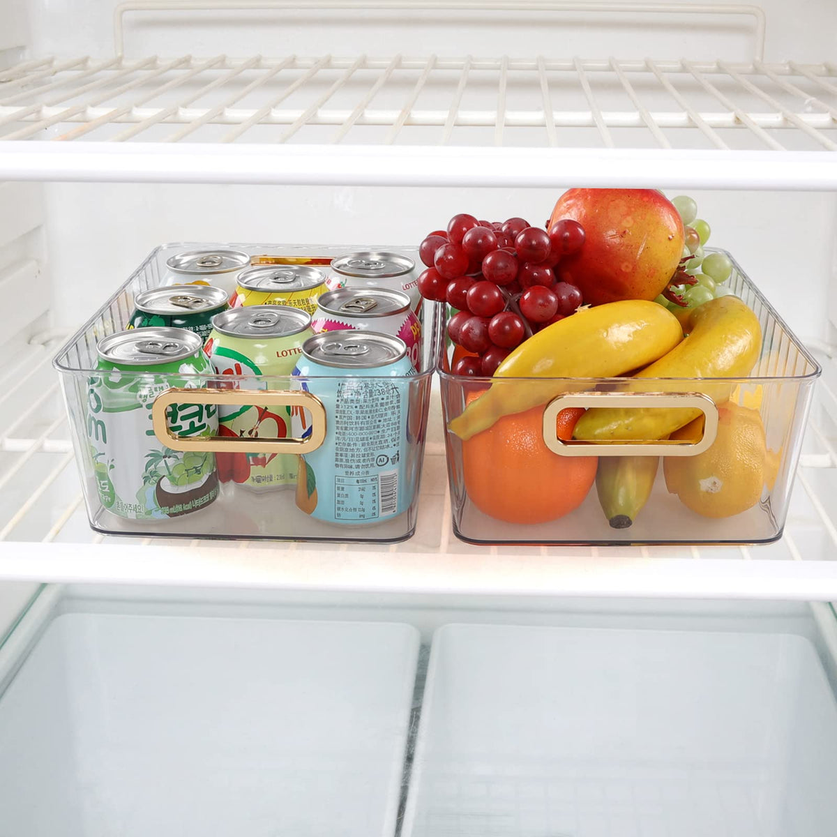 Ortodayes Clear Pantry Organiser Basket Bin, Fridge Organiser with Handles Set of 4 - image 5