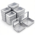 Thintinick 24 Pack Metal Storage Organizer Tins, Silver, Mixed Sizes