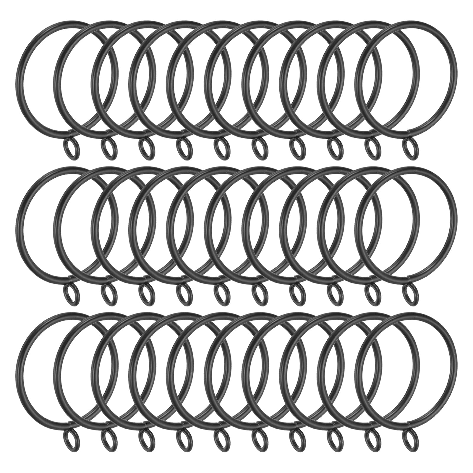 PATIKIL 2 Inch Metal Curtain Rod Rings with Eyelets, 30 Pcs - Black