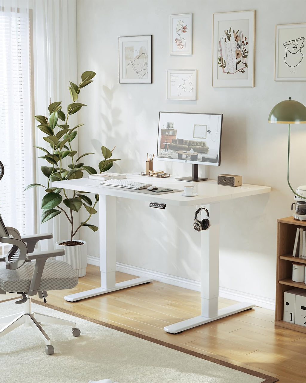 JUMMICO 80x60cm Electric Standing Desk with USB Charging Height Adjustable Desk with Sedentary Reminder Stand Up Desk with Splice Board for Home - image 2