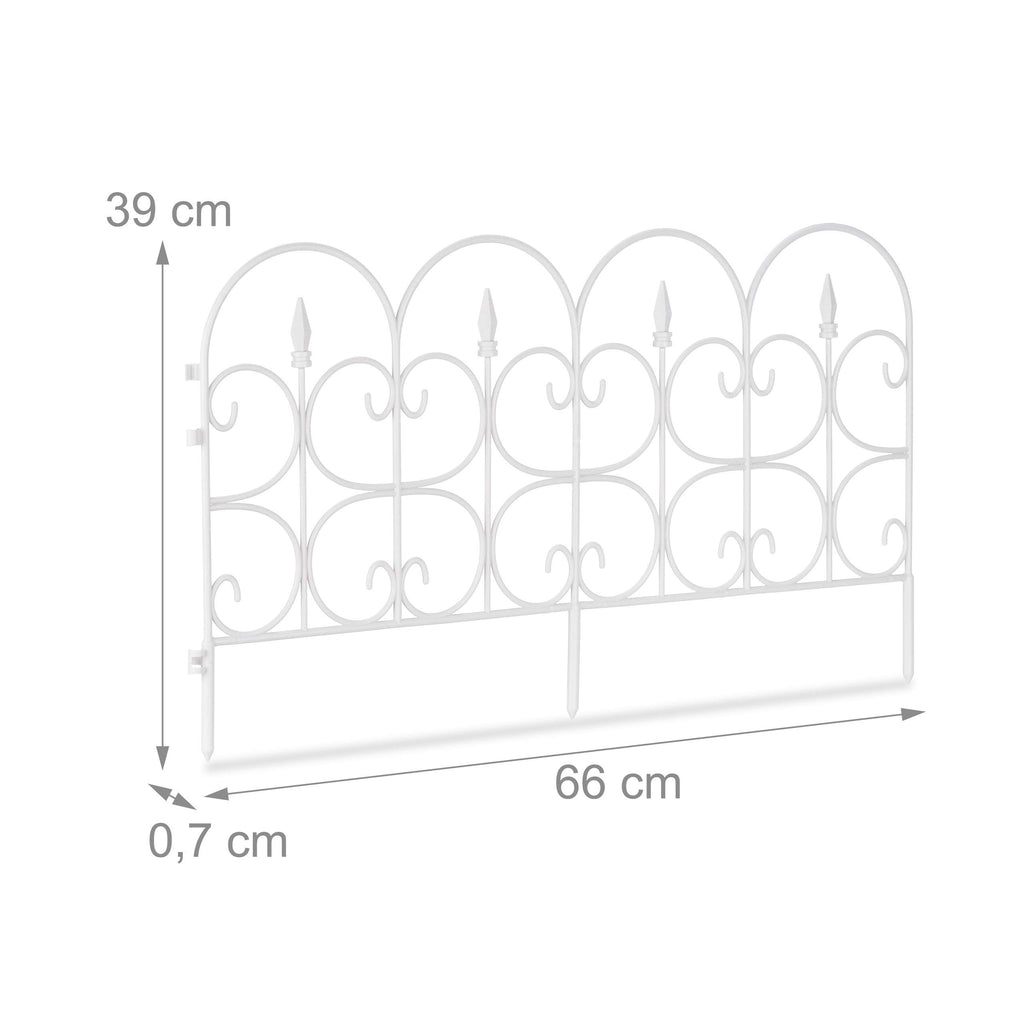 Plastic Flowerbed Fence | 4m Ornate Garden Lawn Edging, White