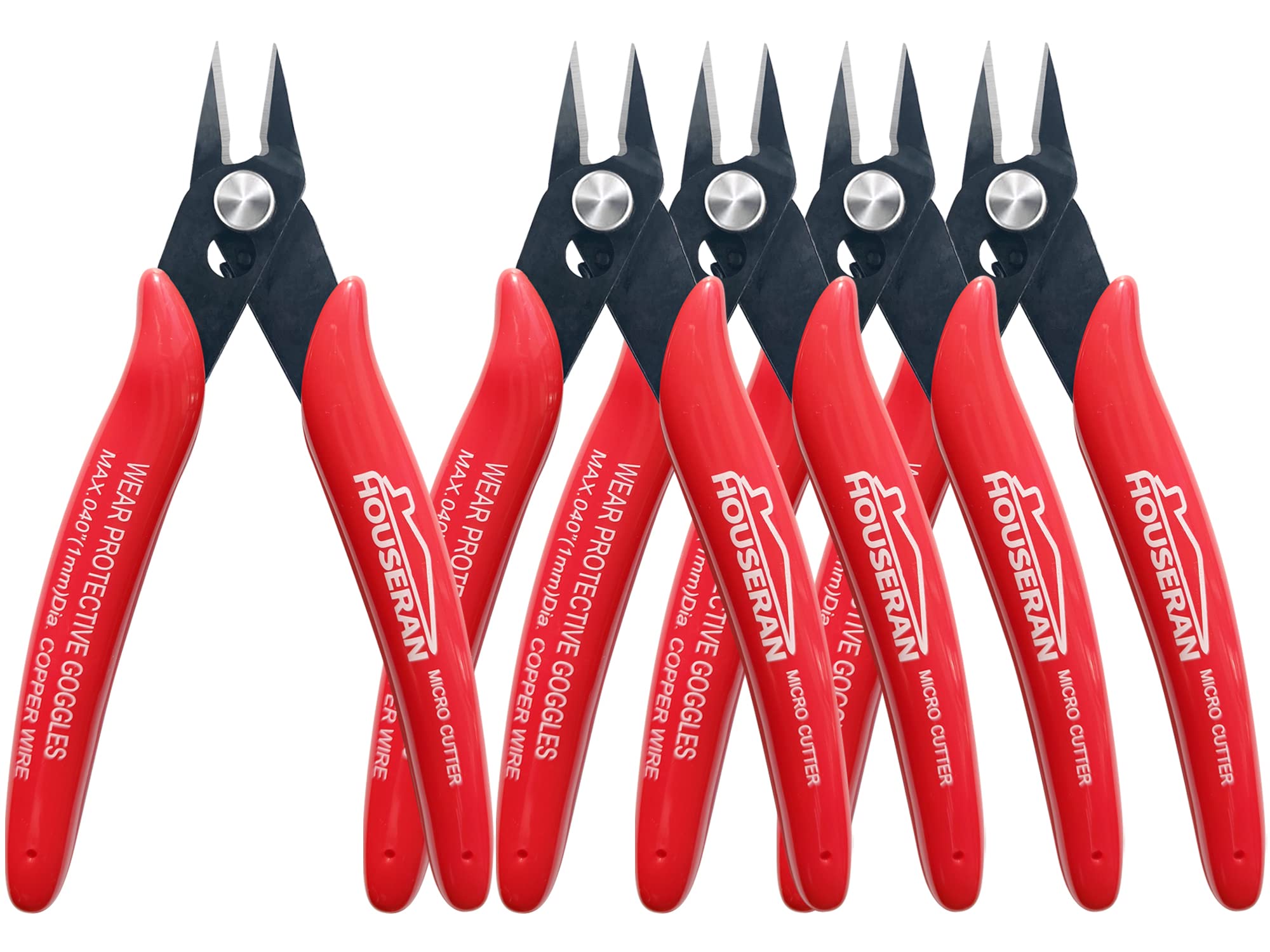 HOUSERAN 5-Inch Micro 170 Flush Cutters – 5 Pack Precision Wire Snips