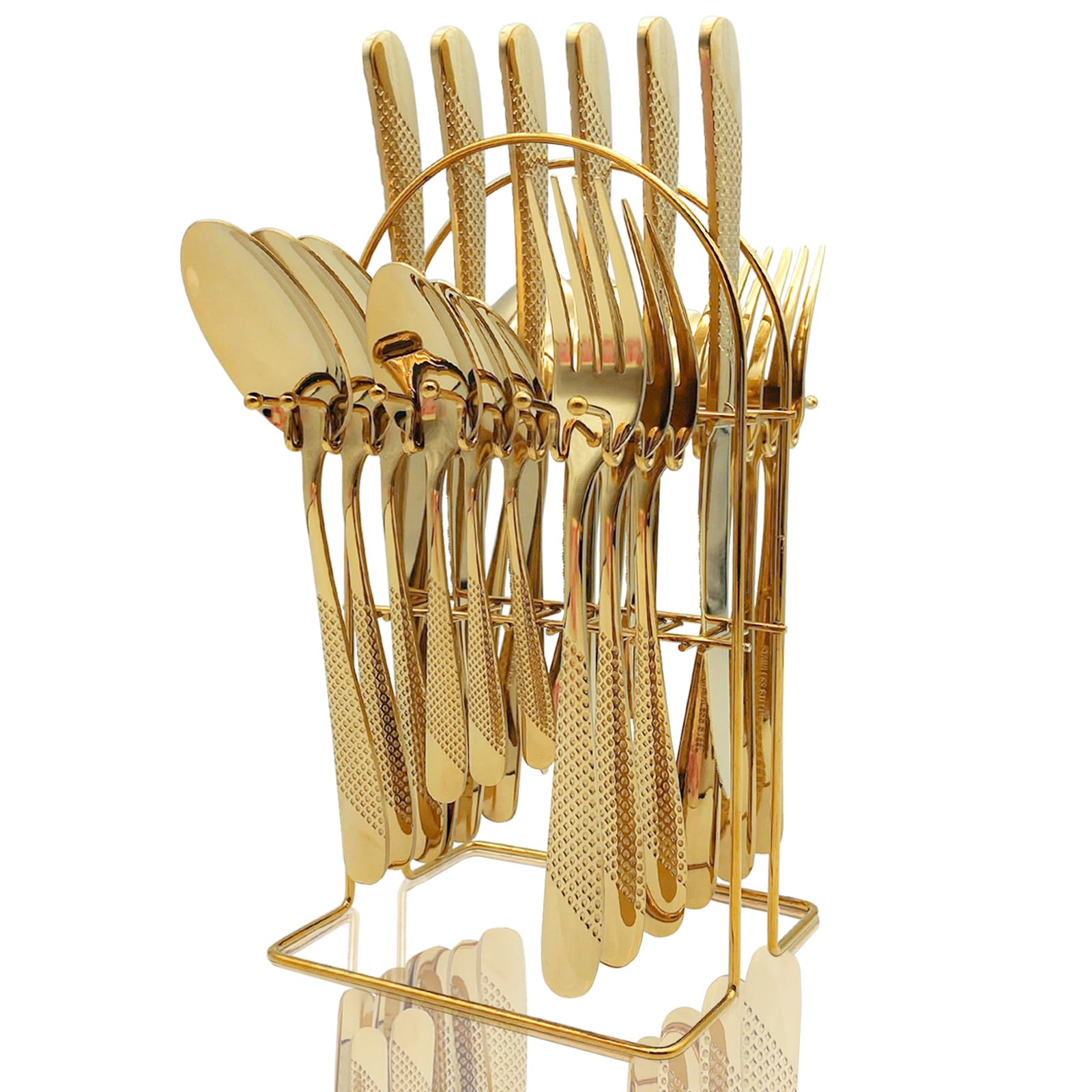 24-Piece Gold Silverware Set with Holder | Service for 6