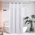 HappyBath Hookless Waffle Shower Curtain with Liner - White 71x79