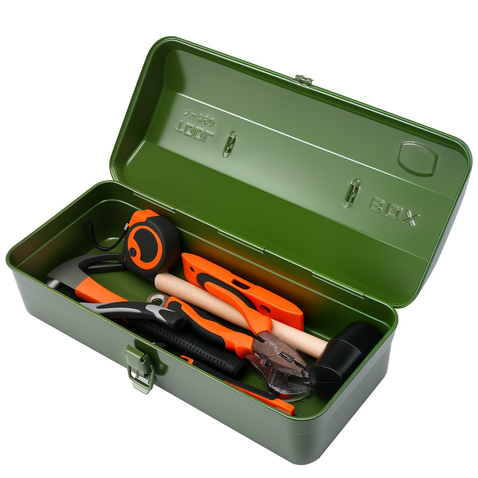 Jolof Store Large Metal Tool Storage Box – Portable Green Case with Lid