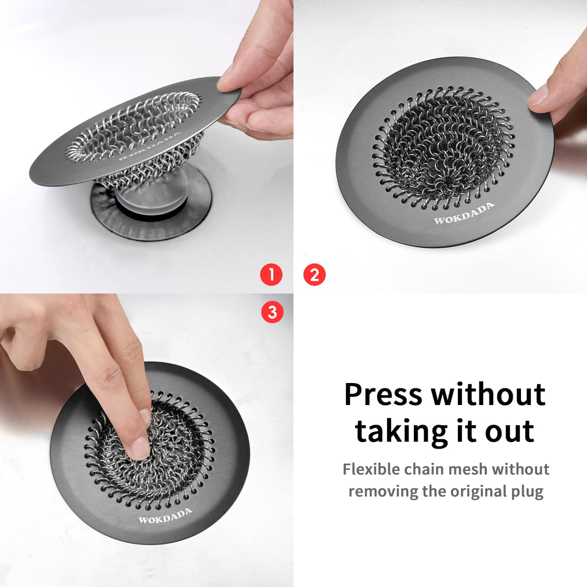 WOKDADA Shower Hair Drain Catcher, Easy Clean Bathtub Drain Hair Catcher, Fast Drainage Tub Drain Protector - image 5