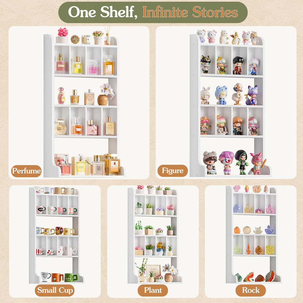 VINCOURNA Perfume Stand Organiser, 5Tier Wooden Fragrance Wall Shelf White - image 4