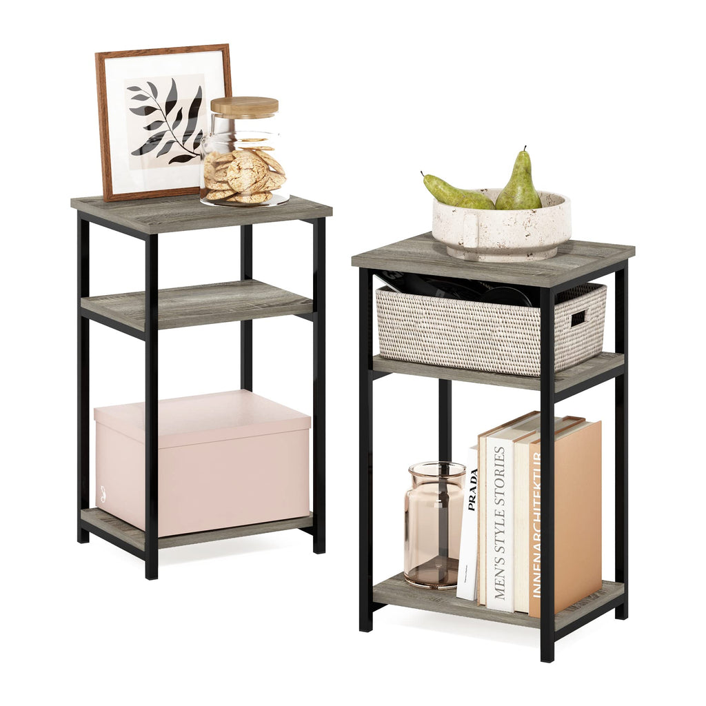 Furinno JUST Side Table Set of 2, 3-Tier Modern Metal Frame End Table with Open Shelf, Night Stand, Bedside Table, Easy Assembly,for Living Room - image 1