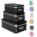 XUCHUN Storage Box with Lids Black, Set of 3 Waterproof Foldable Plastic Box Multiple Sizes for Socks/Office