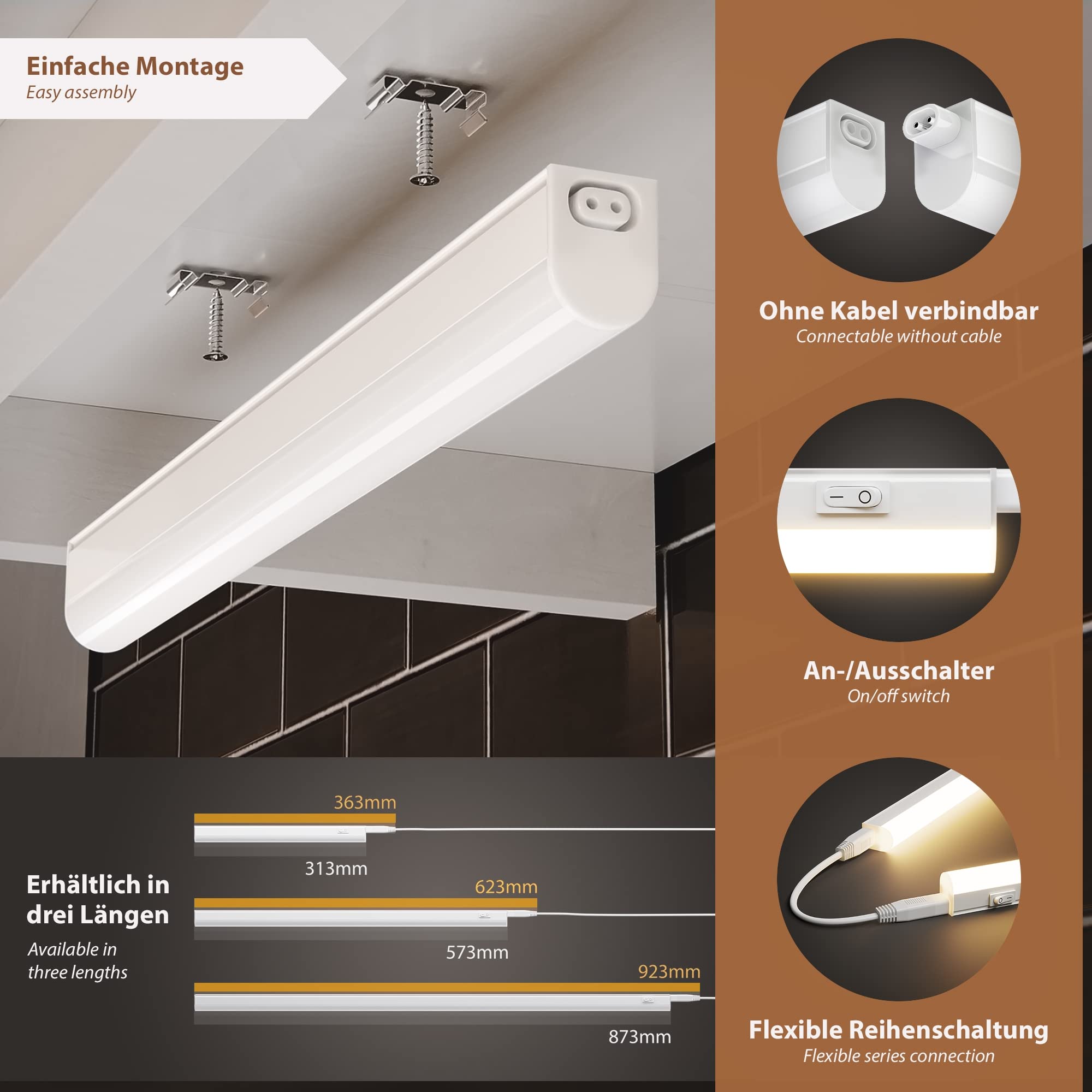 Parlat Rigel LED Under-Cabinet Lights | Warm White 31cm Kitchen Set of 4