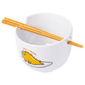 Silver Buffalo Sanrio Gudetama Top Ramen Ceramic Bowl with Chopsticks, 20oz