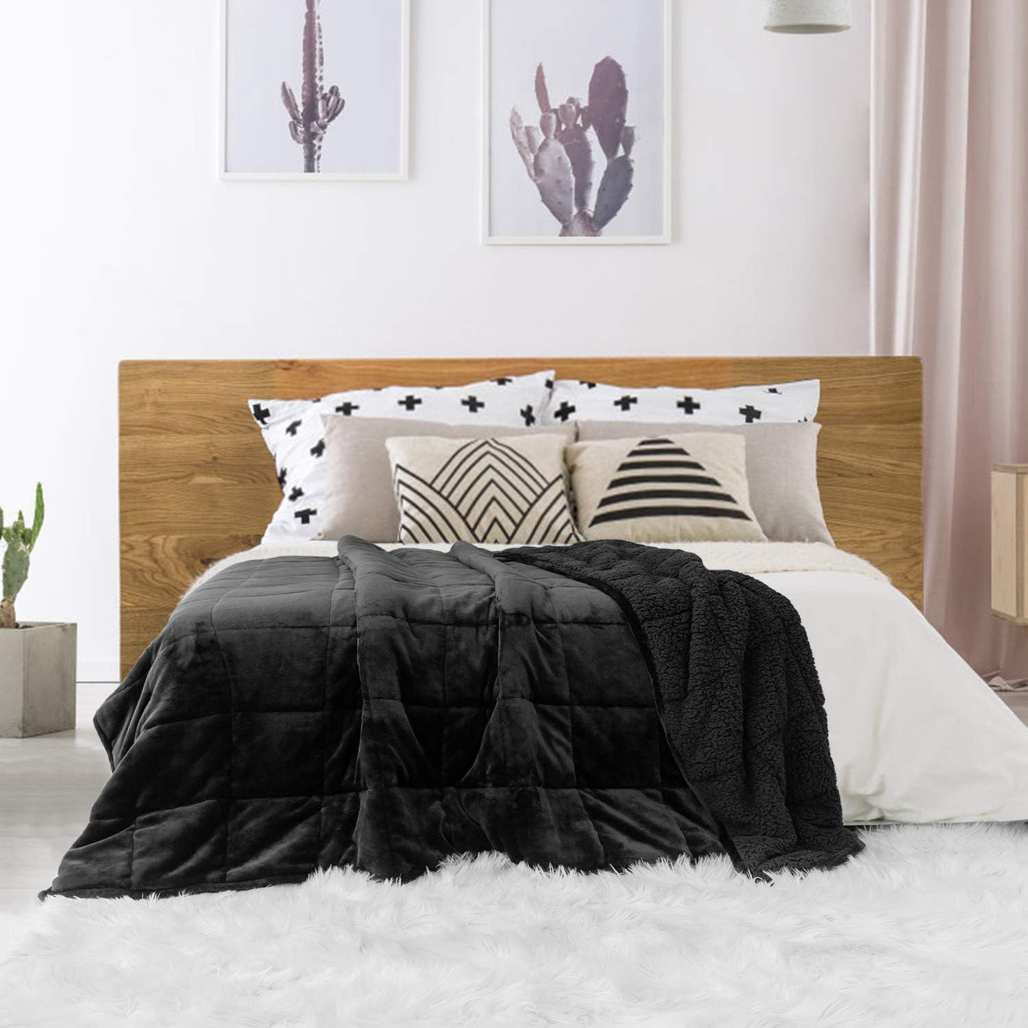 Sivio Sherpa Weighted Blanket – 7kg Reversible Fleece Throw, Queen Size
